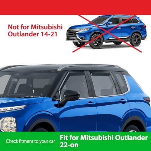 Goodyear Shatterproof in-Channel Window Deflectors for Mitsubishi Outlander 2022-2026, Rain Guards, Window Visors for Cars, Vent Deflector, Car Accessories, 4 pcs - GY008026