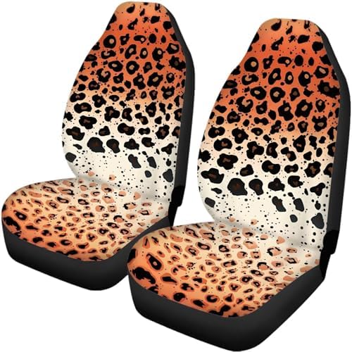 Brown Leopard Gradient Print Car Seat Covers 4Pcs Front & Rear Breathable Seat Covers Universal Fits for Truck, Sedan, SUV Auto Interior Protector Car Accessories