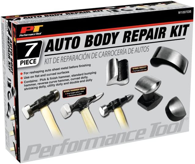 Performance Tool W1007DB 7-Piece Auto Body Repair Kit with Carbon Steel Hammer Heads and Dollies on Wood Handles - Image 7