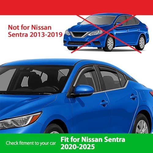 Goodyear Shatterproof in-Channel Window Deflectors for Nissan Sentra 2020-2025, Rain Guards, Window Visors for Cars, Vent Deflector, Car Accessories, 4 pcs - GY008418
