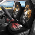 Bulopur Skull and Rose Car Seat Covers Front Seats Auto Drive Seat Covers 2 Pack Black Breathable Carseat Cushions Universal for Sedan SUV Truck Halloween Decorations