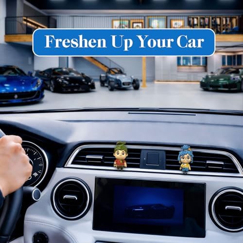 GENANY 3D Resin 2Pcs Craft Doll Car Air Freshener Clip, Hand Painted Doll