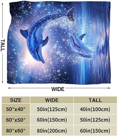 Dolphin Blanket Starry Dolphin Throw Blankets Celestial Ocean Print Cozy Fleece Flannel Stuff Plush Lightweight Bedding Lover Gifts for Men Women Adults for Couch Sofa Bed Decor 60"X80" - Image 7