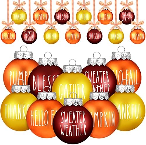 Thinkday 12 Pcs Fall Thanksgiving Ornaments for Tree, Harvest by Thinkday