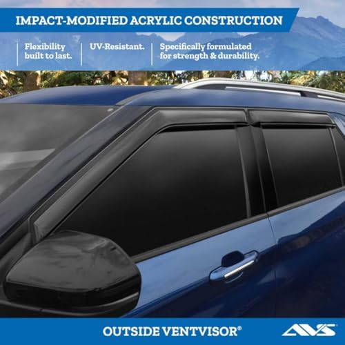 Auto Ventshade [AVS] Outside Mount Rain Guards For 2016 - 2023 Toyota Tacoma ACCESS CAB ONLY | Window Vent Visors, 2 pcs. - Smoke | 92430AVS