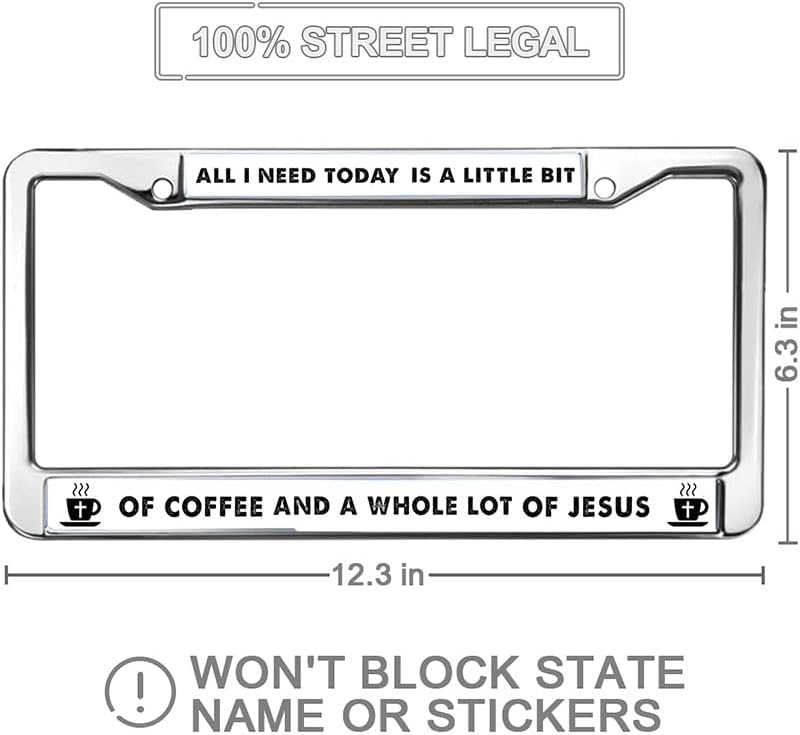 All I Need Today is a Whole lot of Jesus Metal Chrome Auto License Plate Frame Funny Christ God Bible Verses Chrome License Plate Frame Christ Bible Car Accessories License Plate Frame