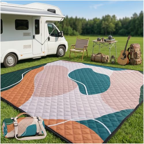RYCHIC Waterproof Picnic Blanket Outdoor Camping Beach Mat Outside Rug Tent Floor Carpet Extra Large Foldable Sandproof Car Essential Roadtrip Rv Accessories Glamping Gear Must Haves Hiking Gift by RYCHIC