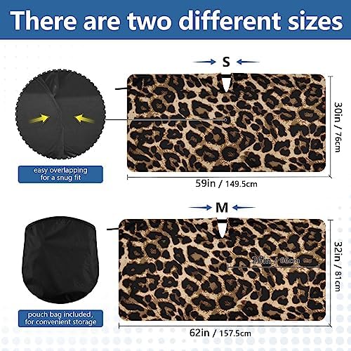 Leopard Print Car Windshield Sun Shade Foldable Panther Sunshade Front Window Visor Protector Blocks UV Rays Heat Keep Vehicle Cool (59 x 30 in)