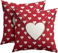 Valentines Day Pillow Covers 16x16 Set of 2 White Red Heart Throw Pillow Covers Love Pillowcase Linen Decoration Farmhouse Holiday Cozy Soft Cushion Case Couch for Indoor Outdoor Home Decor by Trongr
