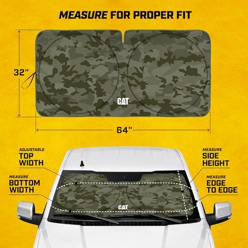 Windshield Sun Shade for Ford F-150 2004-2008, Foldable Truck Sunshade, UV Heat Blocker, Front Window Sun Shield, Interior Protection, Keeps Cab Cool, Heavy Duty Truck Accessory - Green Camo