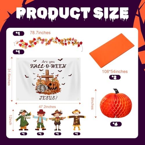 Suncalla Halloween Religious Christian Trunk or Treat Car Decorations Autumn Fall Are You Fall-o-ween Jesus Scarecrow Archway Garage Decor for Car Archway Trunk Exterior Halloween Party Supplies Decor - Image 2