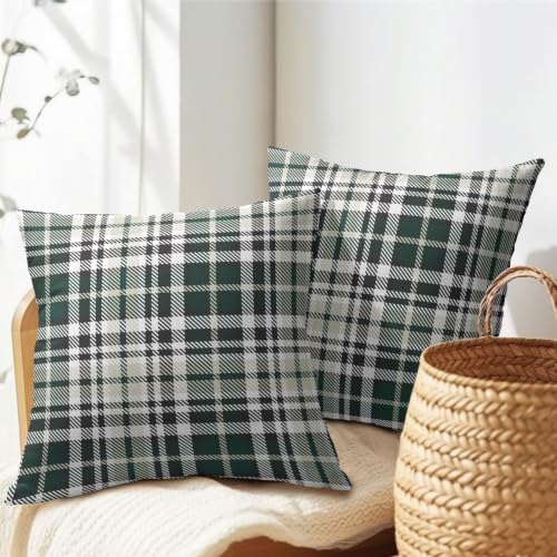 Christmas Plaid Pillow Covers 18x18 Set of 2 Green Highly Absorbent - Image 7