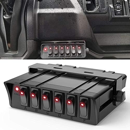 Nilight - 6 Gang Rocker Switch Box SPST Toggle Switch Panel 12V 24V 20A Switch Panel 60Amp Max for Automotive Cars Vehicles Boats RVs Campers SUVs
