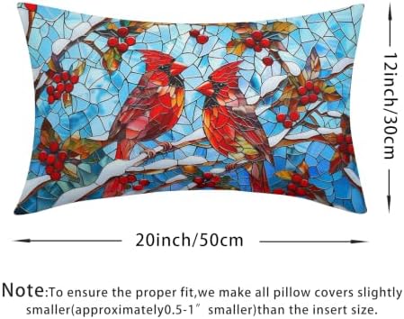 Winter Red Cardinal Bird Pillow Covers 12x20 Set of 2 Highly Absorbent - Image 4