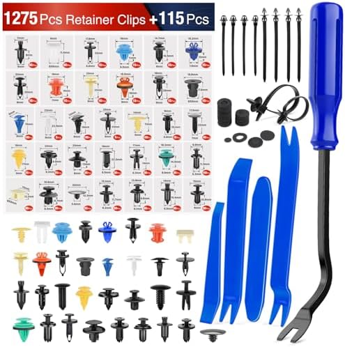 Nilight 1390Pcs Car Push Retainer Clips Auto Fasteners Kit Included 33 Most Popular Sizes Nylon Bumper Fender Rivets with 1 Fasteners Remover 10 Cable Ties for Toyota GM Ford Honda Chevy