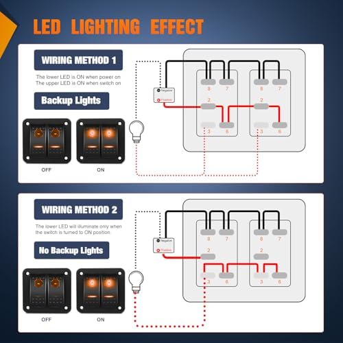 Nilight 5 Gang Rocker Switch Panel w/Orange LED Light 5Pin ON Off Pre-Wired