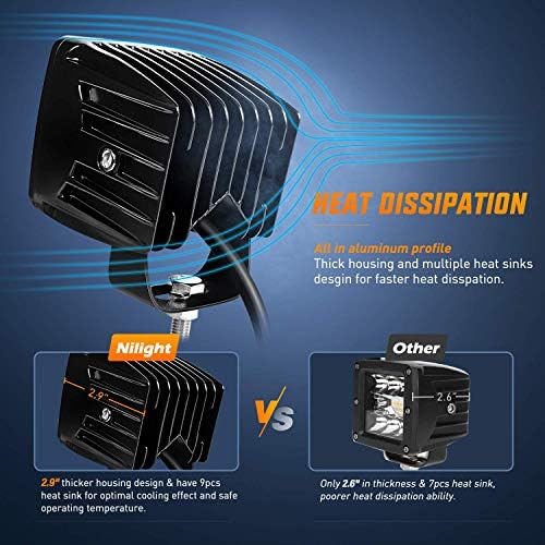 Nilight LED Pods 2Pcs 3 Inch 42W LED Cubes Spot Flood Combo Square Driving Fog Off Road Work Lights for Trucks Pickup Golf Cart SUV ATV UTV 4x4 Van Camper (Pack of 12)
