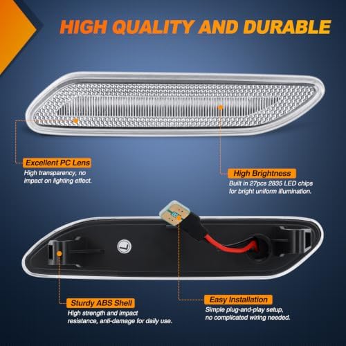 Nilight Fender Side Marker Lights 2PCS for 2011-2016 MINI Cooper R60