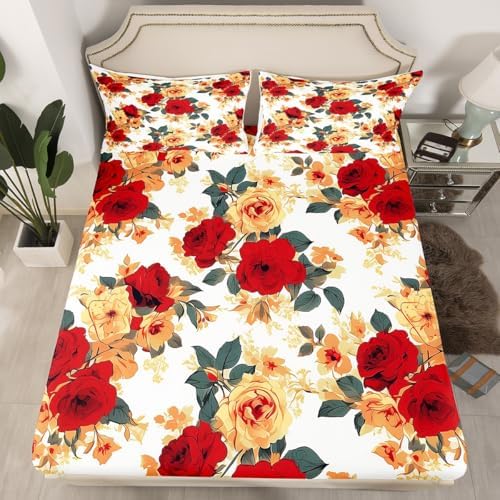 Feelyou Flower Bed Sheets Set Queen Size for Kids Boys Girls Deep Pocket - Image 2