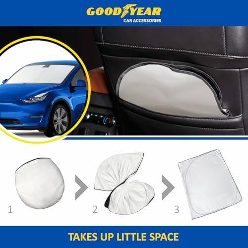 Goodyear Foldable Windshield Sunshade for Tesla Y 2020-2026, Car Accessories, Sunshade Cover, Sun Shade Car Windshield, Window Sun Blocker - GY008296