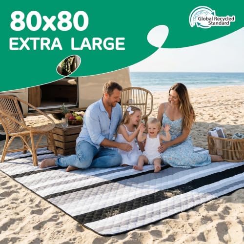 RYCHIC Waterproof Beach Blanket Picnic Mat Outdoor Oversized Sandproof Dog Thick Rug Towel Camping Gear Family Trip Essentials Summer Vacation Must Have Travel Accessories Lake Day Stuff Item Gadget - Image 2