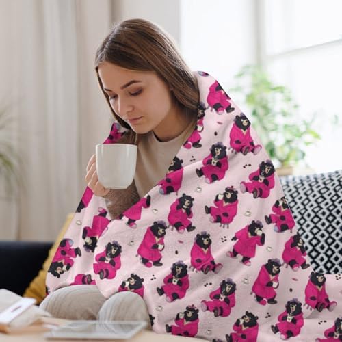 Socira Pink Funny Bear Blanket Throw Blanket Pink Funny Bear Gifts for Women Men Soft Sofa Throws for Travel Camping Bed Home Decor Car Birthday Gift 40"*50" （100 * 130cm） - Image 5