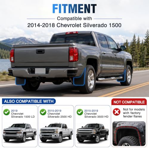 Nilight Mud Flaps for Chevrolet Silverado 1500 2500HD 3500HD 2014-2018