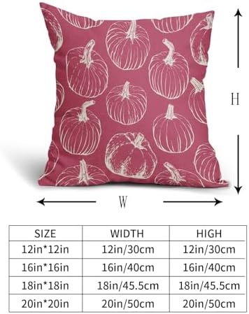 Dark Pink Fall Pumpkin Pillow Covers 16x16 Set of 2 Autumn Themed Thanksgiving Cream Print Decorative Throw Pillows Outdoor PillowCase Farmhouse Linen Cushion Case Decor for Home Sofa Couch Bed - Image 5