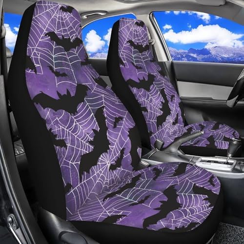 Bat Auto Seat Cover Set of 2 Soft Car Seat Covers Protectors Spider Web Auto Accessories Carseat for Front Seats Cushion Pad Mat Fit for Most Truck, Van, and SUV