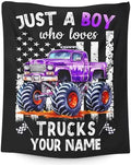 Personalized Truck Blanket for Kids Boys - 30x40 Inches Cute Throw Blanket Gifts for Truck Lovers - Custom Black Soft Fuzzy Car Blankets Stuff for Lap Couch Bed Travel by SHARECOLOR