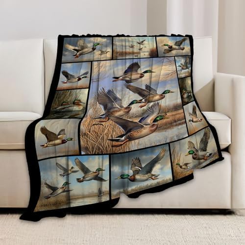 Mallard Blanket Mallards Throw Blankets Wild Duck Collage Print Cozy Fleece Flannel Stuff Plush Lightweight Bedding Lover Gifts for Men Women Adults for Couch Sofa Bed Decor 60"X80" - Image 6