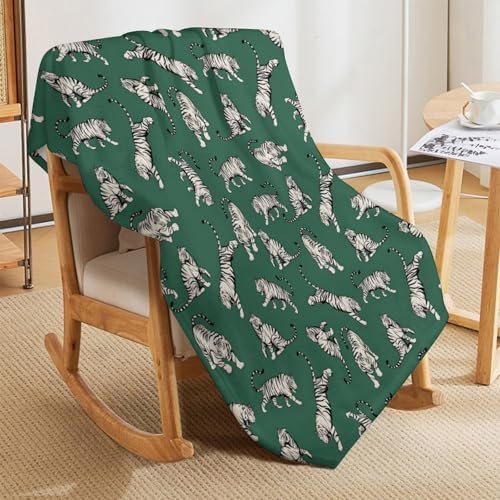 Socira Green Tigers Blanket Throw Blanket Green Tigers Gifts for Women Men Soft Sofa Throws for Travel Camping Bed Home Decor Car Birthday Gift 60"*80"（150 * 200cm） - Image 4
