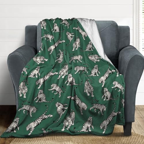 Socira Green Tigers Blanket Throw Blanket Green Tigers Gifts for Women Men Soft Sofa Throws for Travel Camping Bed Home Decor Car Birthday Gift 60"*80"（150 * 200cm） by Socira