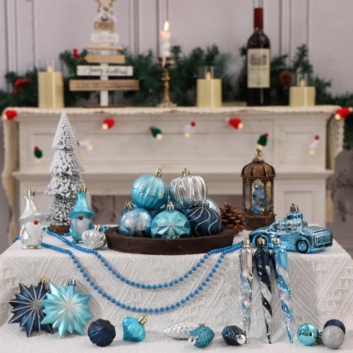 Blue and Sliver Fall Christmas Ornaments for Tree Thanksgiving Decorations - Image 6