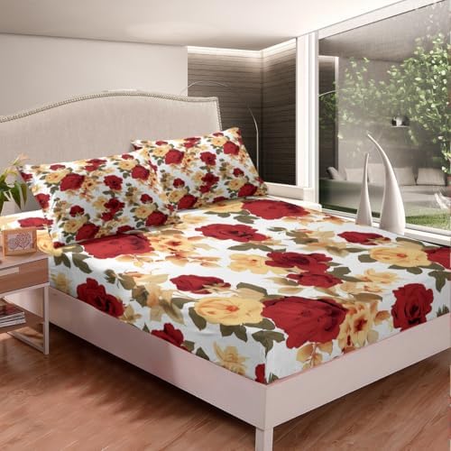 Feelyou Rose Floral Sheet Set King Size for Kids Boys Girls Deep Pocket - Image 3