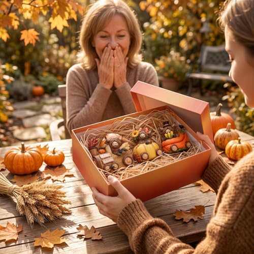 Valery Madelyn Fall Decorations for Home, Lighted Highland Cow Train Decor for Table Indoor, Resin Fall Decor Sunflower Mushroom Corn Thanksgiving Figurines for Autumn Harvest Porch Tiered Tray, 4.3" - Image 6