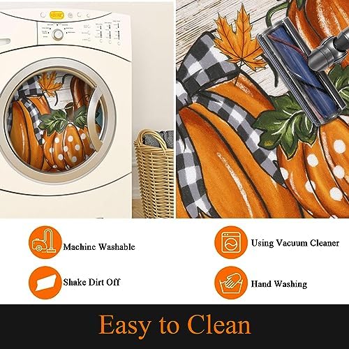 U'Artlines Fall Pumpkin Kitchen Rugs with Runner Sets 3 Piece,Washable - Image 6