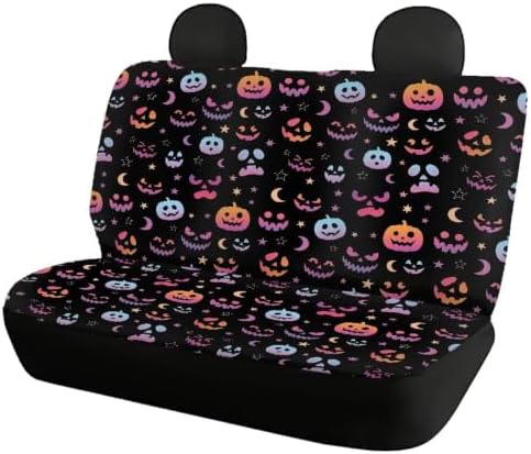 Pumpkin Car Rear Seat Covers,Auto Back Seat Protector Decoration Non-Slip Mat Flat Cloth Vehicles Rear Bench Cover for Women Men
