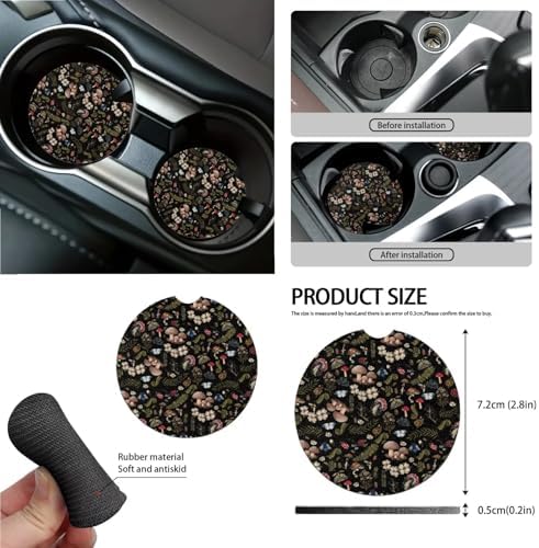 Cottagecore Mushroom Snail Moth Fern 15Pcs Car Seat Cover Full Set Car Steering Wheel Cover Seat Belt Cover Trash Bin Air Vent Storage Box Front Rear View Mirror Car Cup Holder Keychain