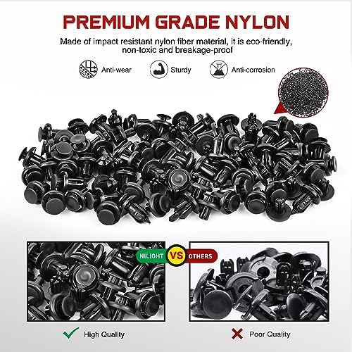 Nilight 101PCS Bumper&Splash Shield Retainer Metal Insert Clips for Acura Honda 91503-SZ3-003 91503-SZ5-003 91506-S9A-003 Toyota Fender Liner 90467-07215 4-Way Valve Tools Tire Caps Cores