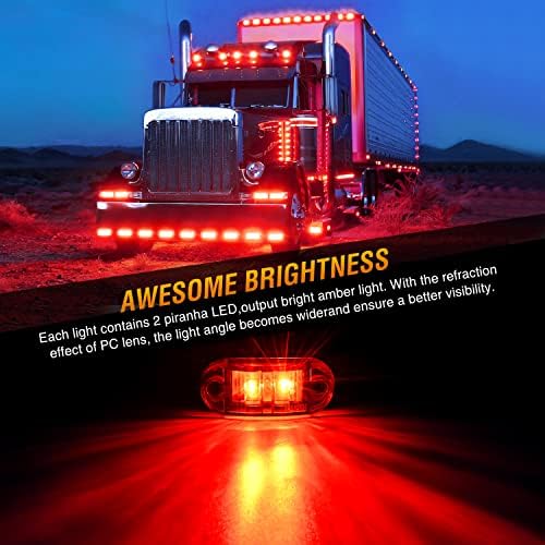 Nilight 2.5" Oval Side Marker Light 10PCS Red 2 Diode LED Surface Mounted