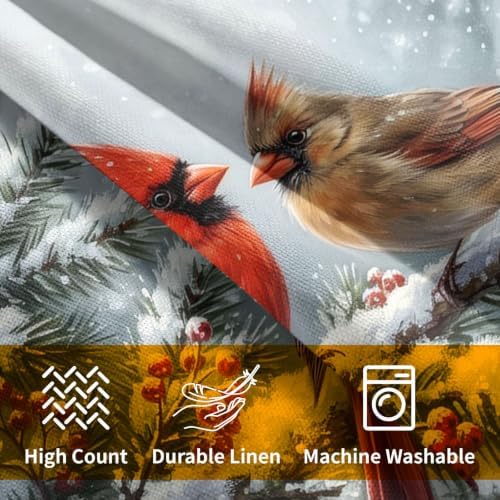 Winter Red Cardinal Bird Pillow Covers 24x24 Set of 2 Highly Absorbent - Image 5