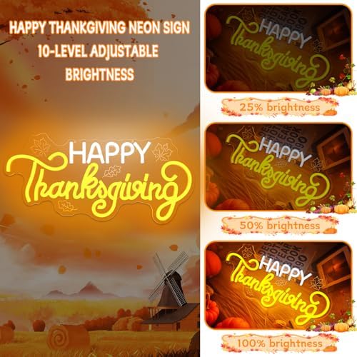 Happy Thanksgiving Neon Signs for Wall Decor Dimmable Fall Carved Maple Leaves Led Sign Thanks giving Window Lights Harvest Festival Party Decorations Gift - Image 4