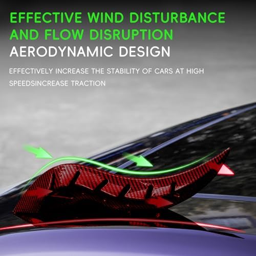 2PCS 3D Dragon Horn Shaped Car Roof Decal Cool Creative Devil Horn Vehicle Head Decor No-Drill Install Exterior Accessories Universal for Automobile Sedan SUV Pickup Truck-Red Carbon Fiber