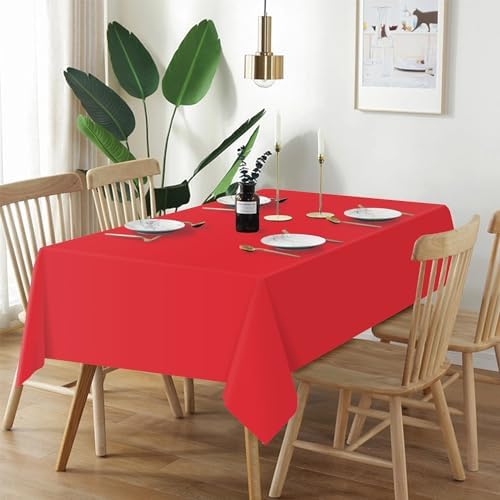 QIKSION 3 Pack Red Plastic Table Cloth Disposable, Red Tablecloth - Image 2