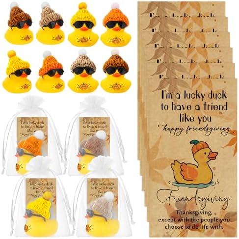 Liliful 48 Sets Friendsgiving Desk Decor Happy Friendsgiving Rubber Ducks by Liliful