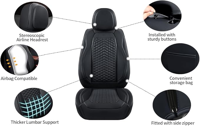 2 Packs Car Seat Covers Leather Car Seat Covers Universal Seat Covers - Image 6