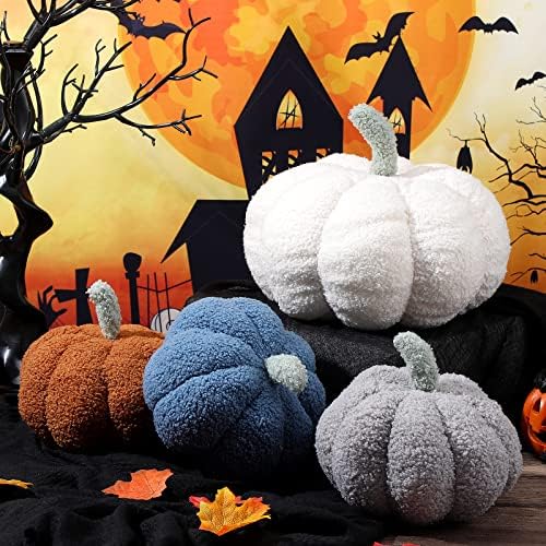 Kajaia 4 Pcs Pumpkin Pillow Fall Decor Thanksgiving, Vintage Color - Image 3