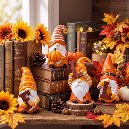 4 Pcs Resin Fall Gnome Figurines Decoration - Image 2