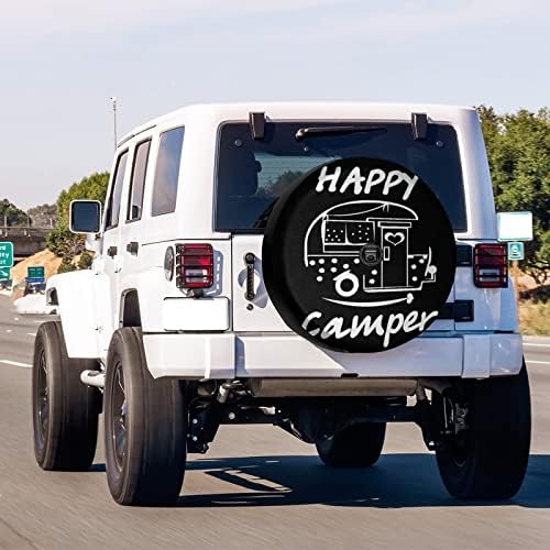 Delerain Happy Camper Spare Tire Cover with Backup Camera Hole for Jeep RV Trailer SUV Truck and Many Vehicle, Wheel Covers Sun Protector Waterproof (15 Inch for Diameter 27"-29") - Image 2